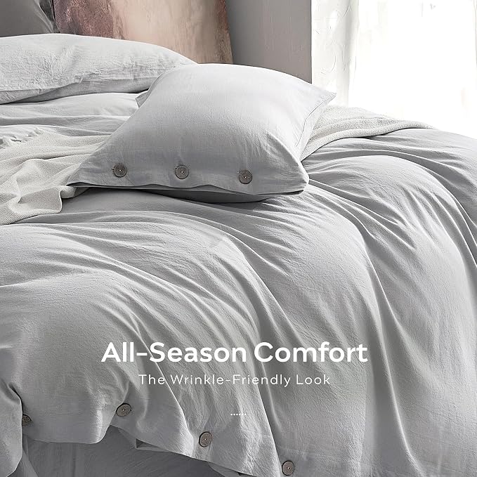 JELLYMONI 100% Washed Cotton Duvet Cover Full – Soft, Breathable Linen-Look - Image 5