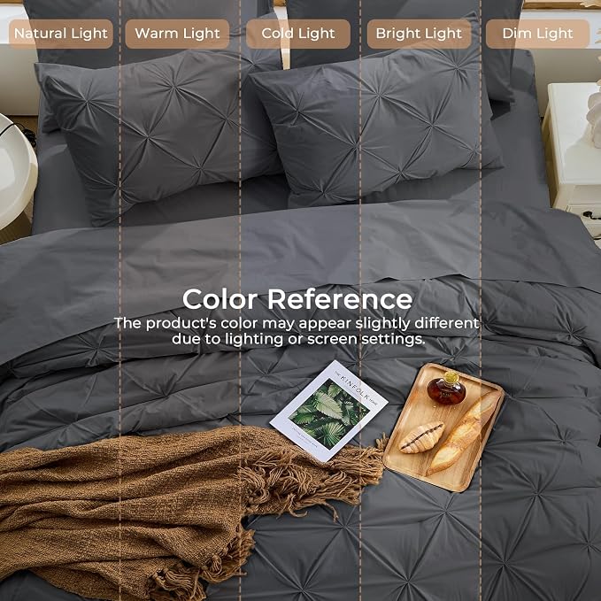 Sasttie Full Size Comforter Set, 7-Piece Bed in a Bag, Pintuck Bedding Sets - Image 8