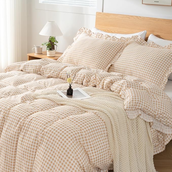 Gingham Duvet Cover Twin Size, 2 Pieces Soft Breathable Microfiber Plaid - Image 5