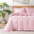 Gingham Duvet Cover King Size, 3 Pieces Soft Breathable Microfiber Plaid by Kisswish