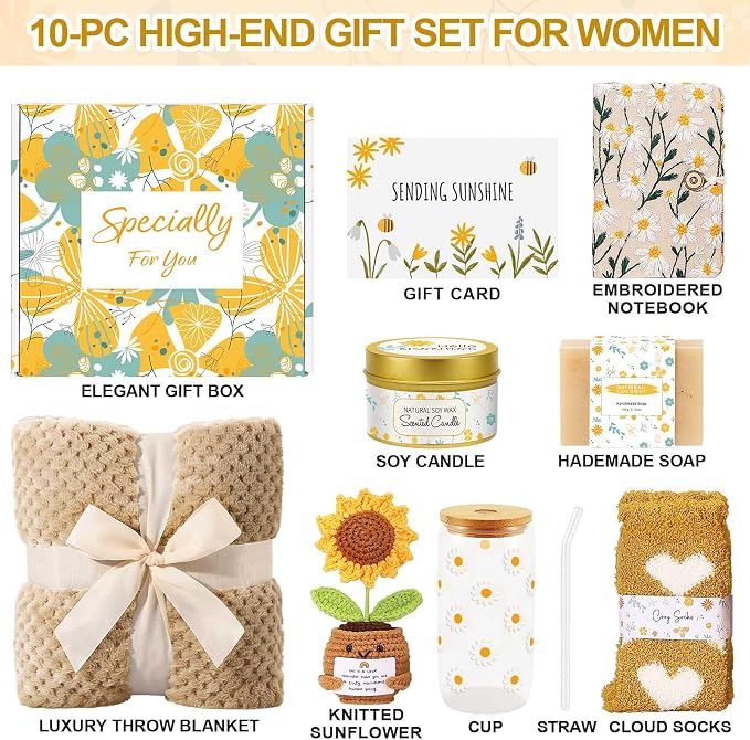 Wasocol Self Care Gifts for Women Gift Baskets，Sending Sunshine Thinking of You - Image 3