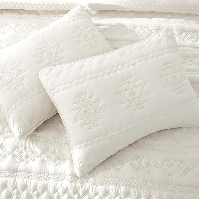 WDCOZY Boho Ivory Quilts Queen Size Bedding Sets - Image 4