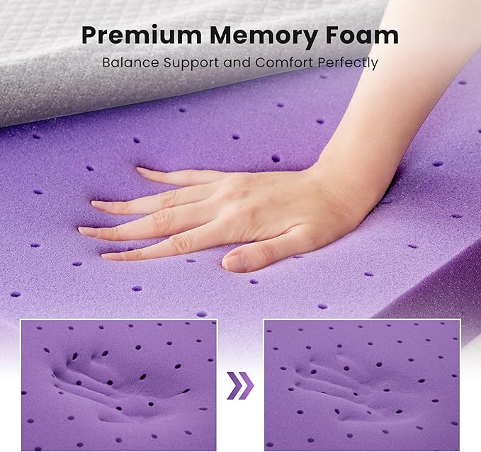 SINWEEK 3 Inch Gel Memory Foam Mattress Topper Twin Size, Pad - Image 5