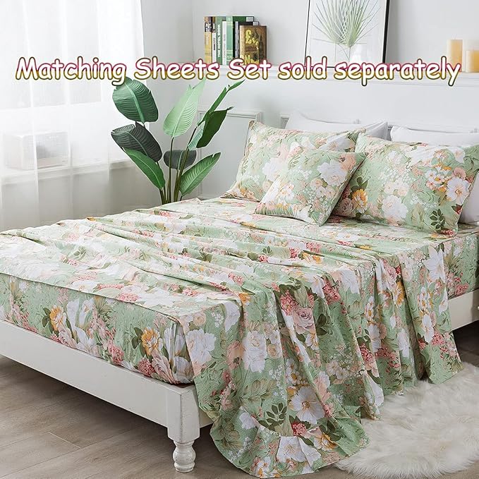 FADFAY Floral Duvet Cover Set Queen 100% Cotton Shabby Vintage Bedding 600 TC - Image 5