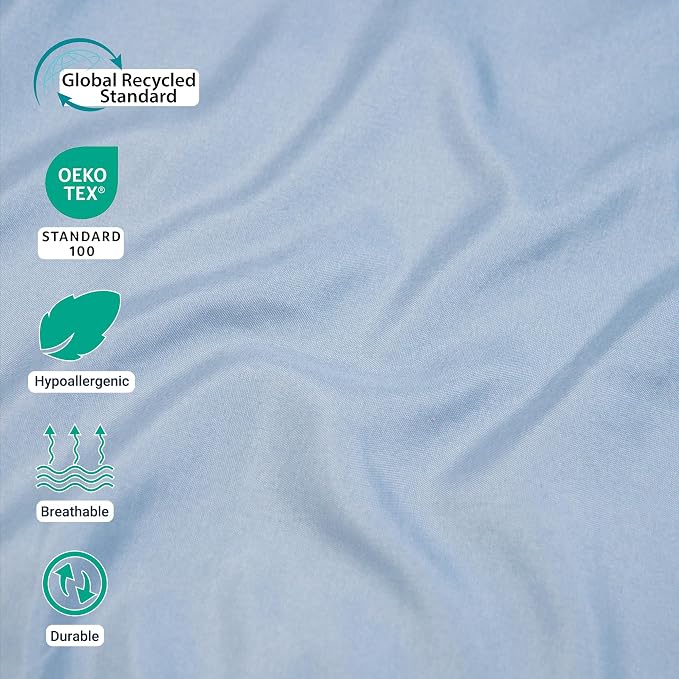 ZPECC Full Flat Sheet Only 1 Pack, Durable Light Blue Top Bed Sheets - Image 2