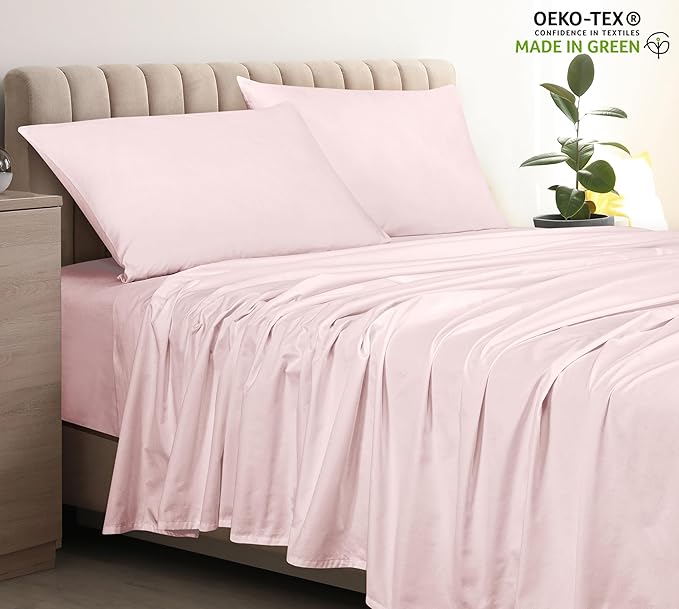 400 Thread Count 100% American Grown Cotton Pink Flat Sheet Only - Image 3