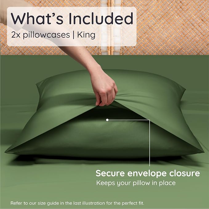 Bambaw 100% Viscose Derived from Bamboo Pillowcase King Size – Set of 2 Cooling - Image 2