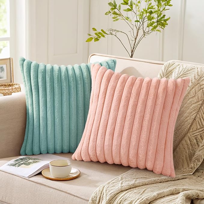 Pallene Faux Fur Plush Throw Pillow Covers 26x26 Set of 2, Luxury Soft Fluffy - Image 5