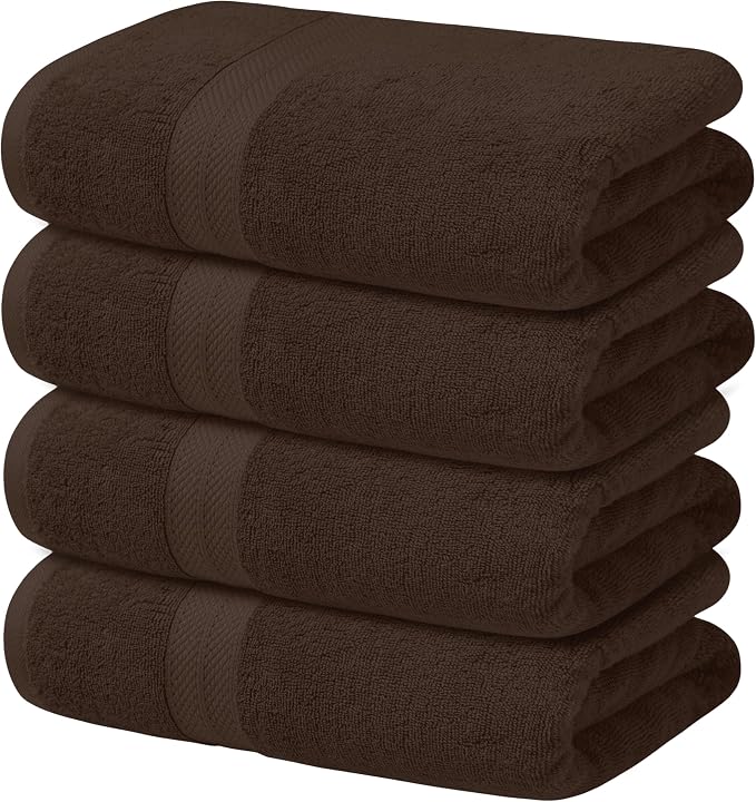 Avalon Towels Brown Bath Towels Set of 4 pcs, 100% Cotton Towel Absorbent and by AvalonTowels