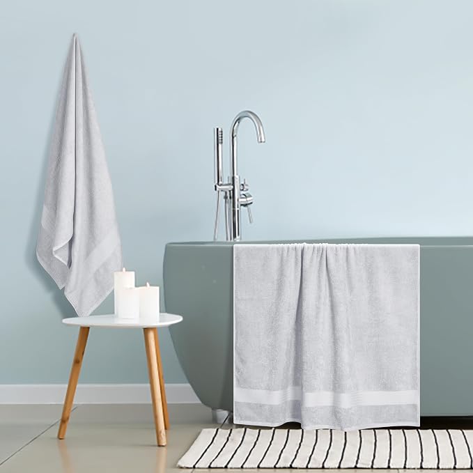 GLAMBURG Premium Cotton Oversized 2 Pack Bath Sheet 35x70-100% Pure Cotton - Image 4