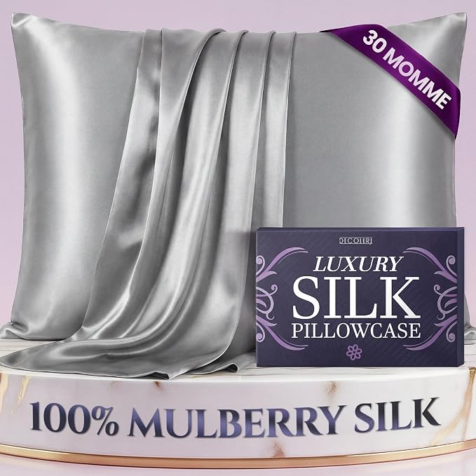 DECOLURE 100% Pure Mulberry Silk Pillow Case King Size – Highest Grade 30 Momme by DECOLURE