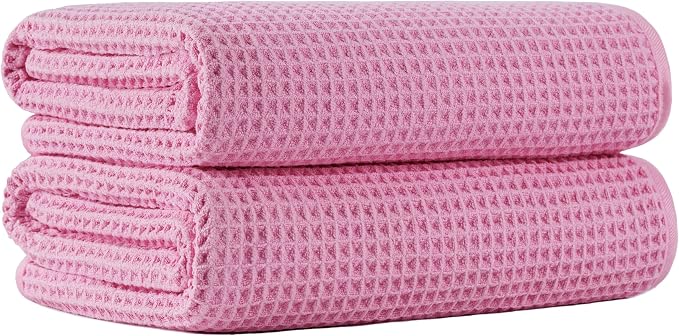 MICROFI New Microfiber Waffle Bath Towels, 2 Pieces, Fast Drying, Lint Free 430 by Unknown