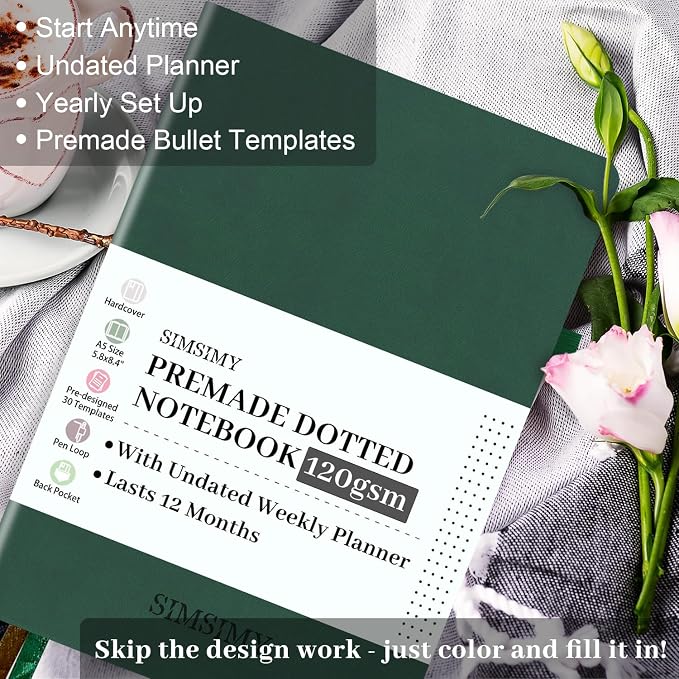 Dotted Journal Notebook with Premade Bullet Templates, Pre-made Dot Grid - Image 2