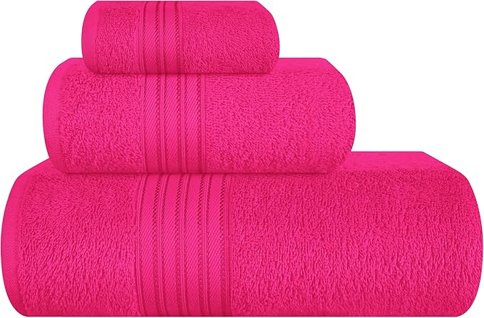 BOUTIQUO Ultra Soft 3 Pack Cotton Towel Set, Contains a Bath Towels 28x55 inch by BOUTIQUO