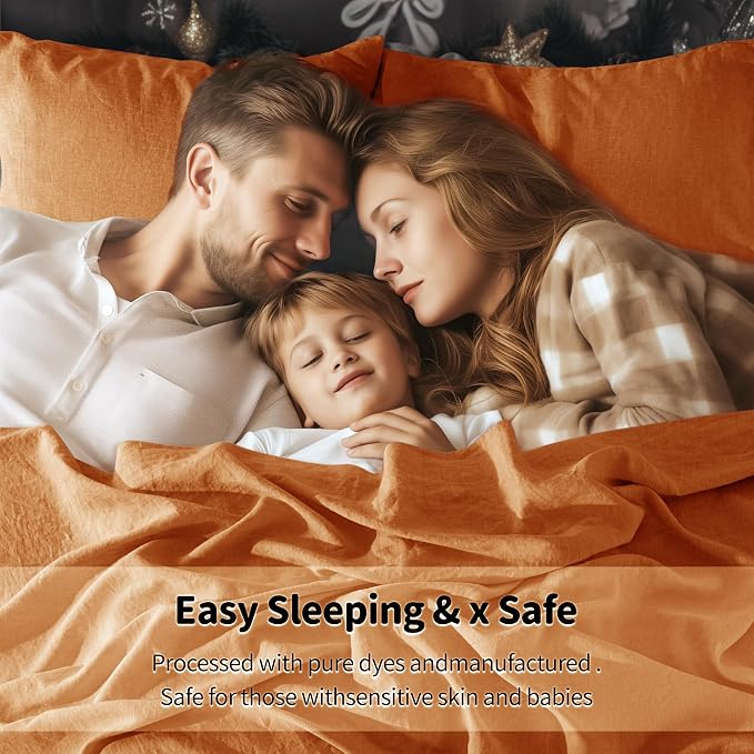 LBRO2M 100% Pure Linen Sheet Set Deep Pocket Up to 16" Bed Sheets Sets - Image 5