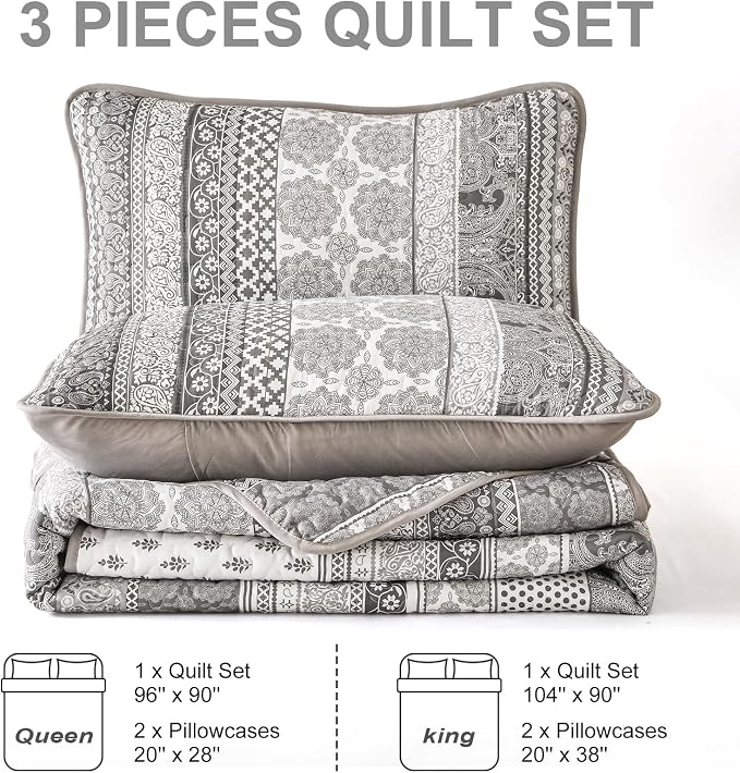 WONGS BEDDING Boho Quilt Set Queen Size - Image 8