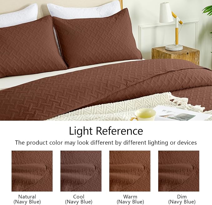 FLYMME Full/Queen Quilt Bedding Set, Modern Geometric Weave Stripe Pattern - Image 5