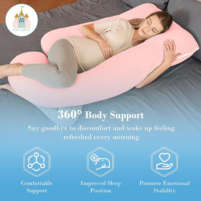 Cute Castle Cooling Cover Pregnancy Pillows, Soft U-Shape Maternity Pillow - Image 5