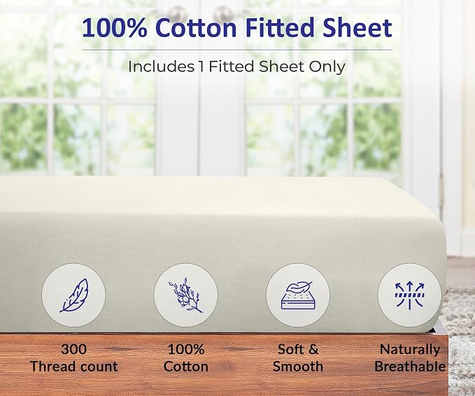 ROYALE LINENS 300 Thread Count 100% Long Staple Combed Cotton Fitted Sheet King - Image 4