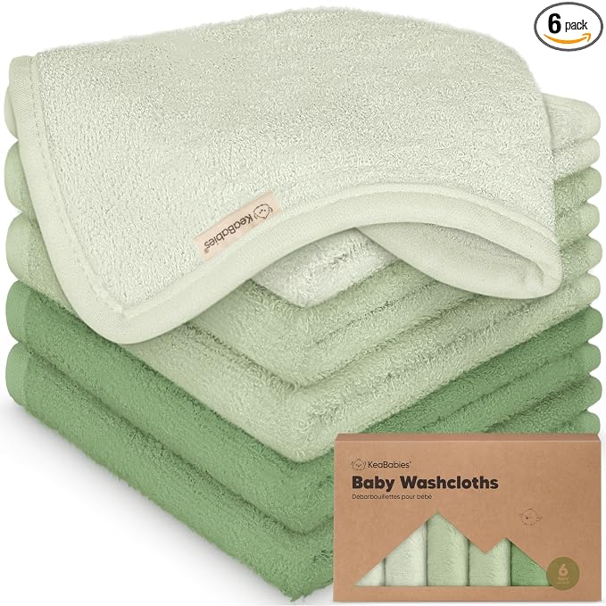 6-Pack Baby Washcloths – Soft Absorbent Viscose from Bamboo Washcloths by KeaBabies
