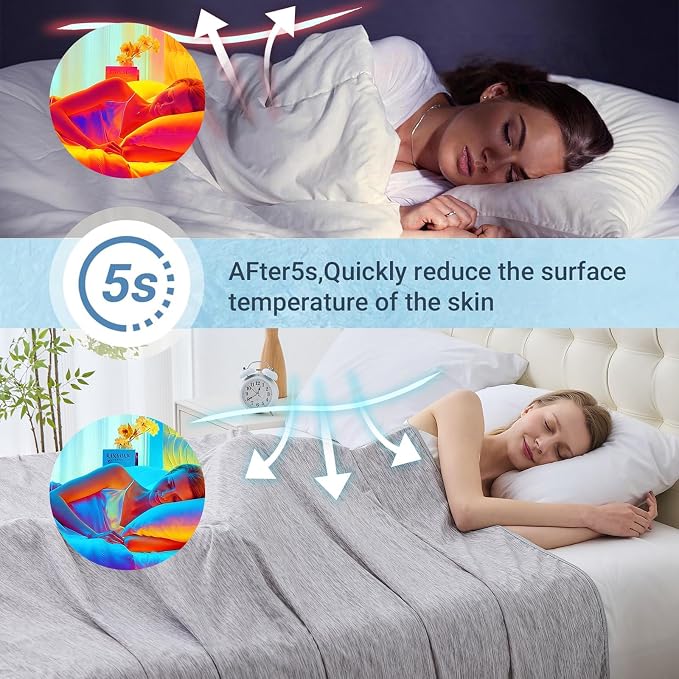 Cooling Blanket Queen Size, Cold Blanket Thin Lightweight Breathable Soft - Image 3