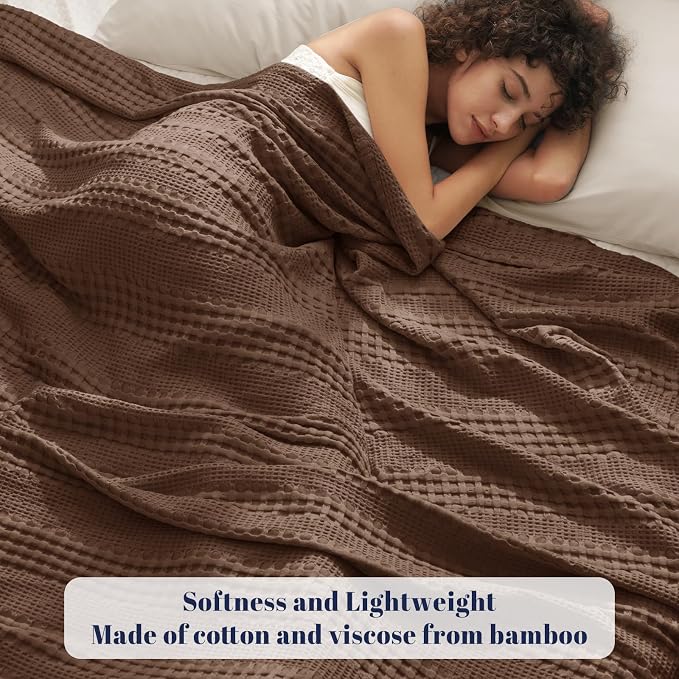 PHF Cooling Waffle Blanket Queen Size, Lightweight 60% Rayon from Bamboo & 40% - Image 2