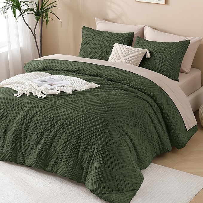 Andency Olive Green Oversized King Comforter 120"x120", 3 Pieces Super King - Image 6