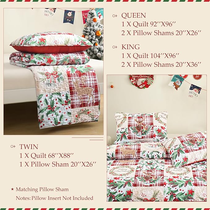 Exclusivo Mezcla Reversible Christmas Quilts King Size - Image 6