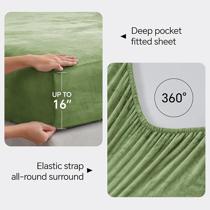 BEDELITE Flannel Sheets Full Size Green - Image 4