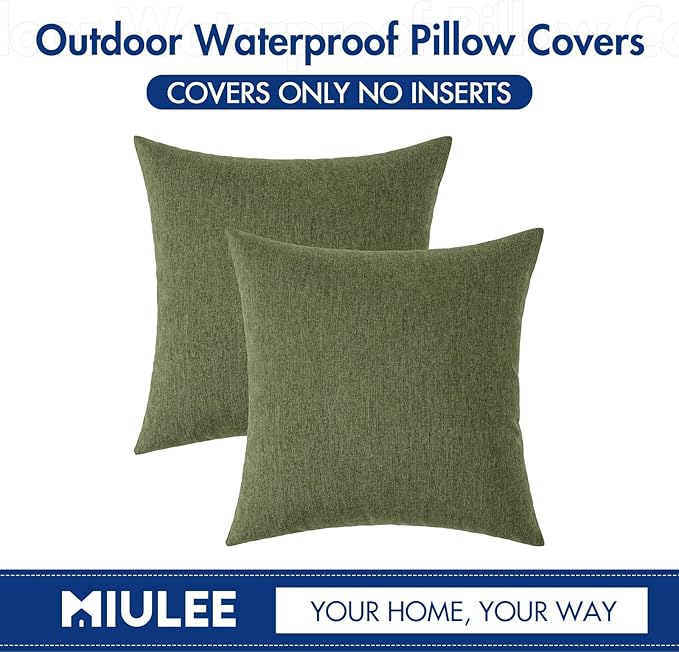MIULEE Pack of 2 Decorative Outdoor Solid Waterproof Throw Pillow Covers Euro - Image 6