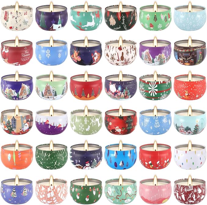 36 Packs Christmas Scented Candles, 2.5oz Smokeless Clean Burning Soy Wax - Image 3