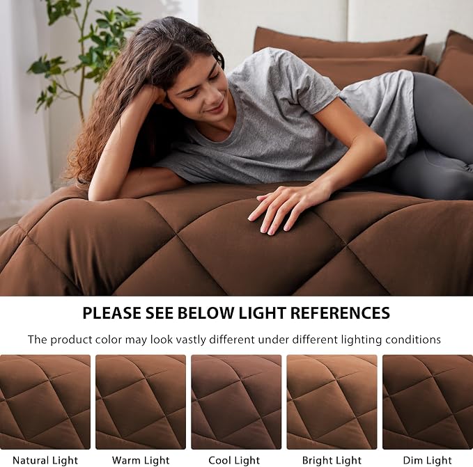 Love's cabin California King Comforter Set Brown, 7 Pieces California King Bed - Image 5