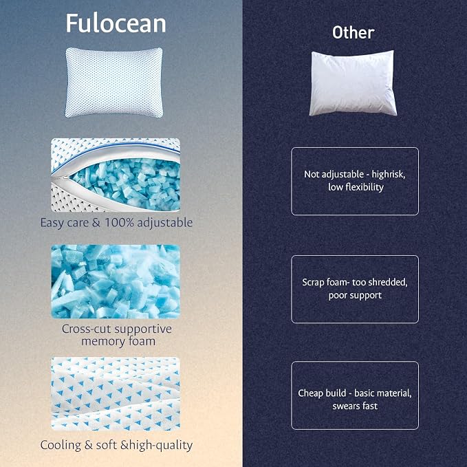 Adjustable Cooling Gel Memory Foam Pillows Queen Size - Image 7