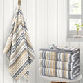 VOOVA & MOVAS Beige Striped Bath Towels, Bathroom Towels Set of 4, Tan Body by VOOVAMOVAS