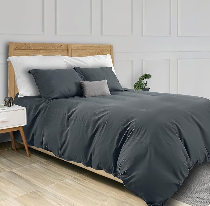 White Classic Grey Duvet Cover King Size, Microfiber Duvet Cover by WhiteClassic