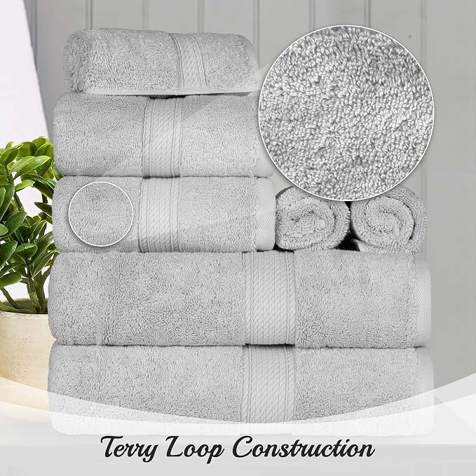 SUPERIOR Egyptian Cotton Pile Hand Towel Set of 4, Ultra Soft Luxury Towels - Image 3