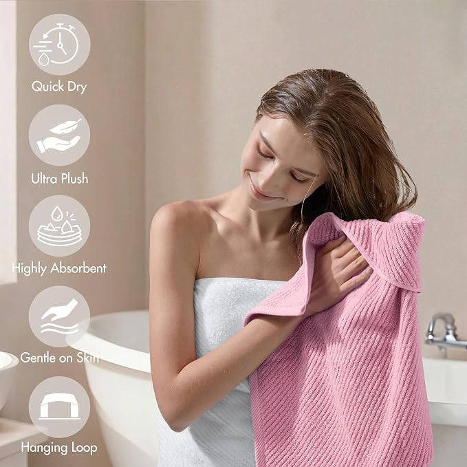 Madison Park Bathroom Towel Set of 6 Diagonal Ribbed, 500 GSM - Image 6