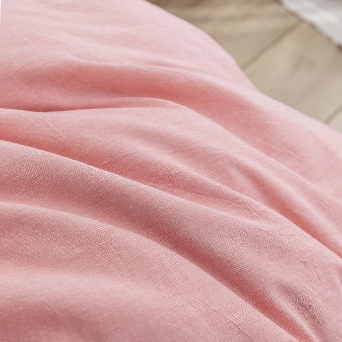 BESTOUCH Duvet Cover Set 100% Washed Cotton Linen Feel Super Soft Comfortable - Image 6