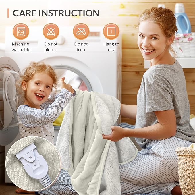 HOMLYNS LuxeHeat Heated Blanket Electric Blanket Queen Size, Soft Flannel - Image 9