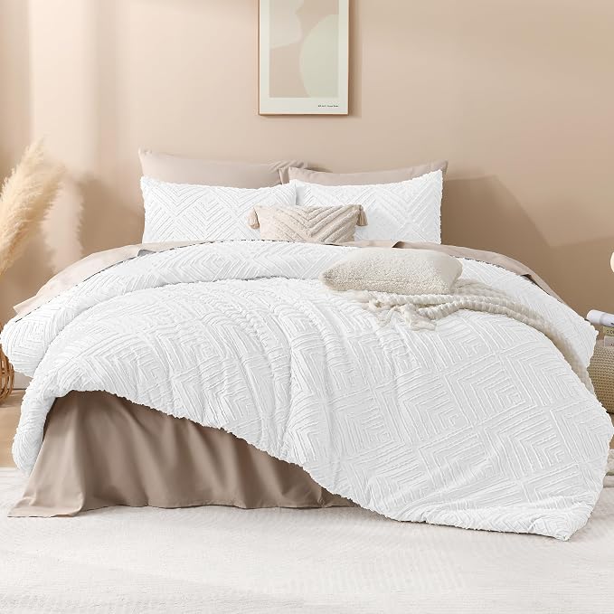 Andency White Comforter Full Size, 3 Pieces Boho Lightweight Fluffy Bedding - Image 2