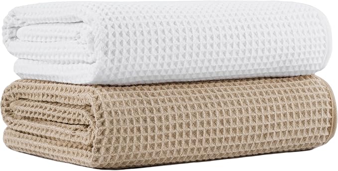 MICROFI New Microfiber Waffle Bath Towels, 2 Pieces, Fast Drying, Lint Free 430 by Unknown