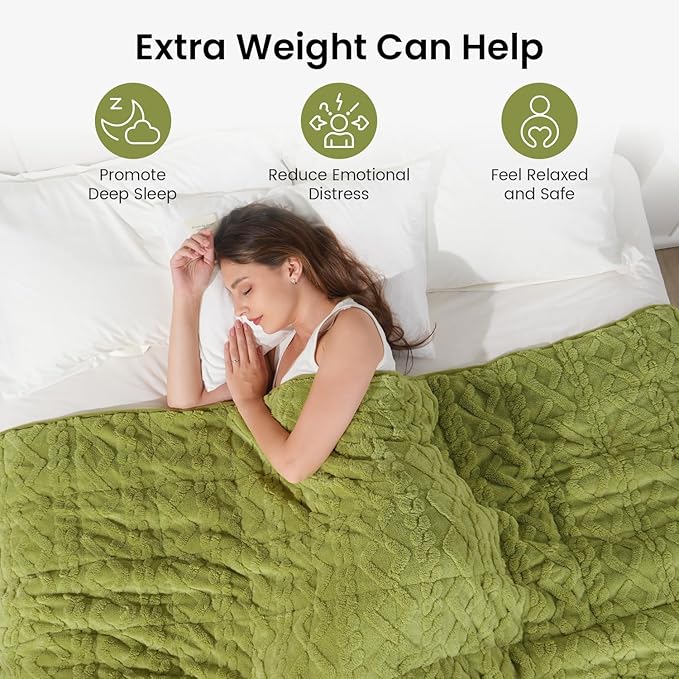 Drewin Weighted Blanket Queen Size 15 lbs, Dual Sided Soft Fuzzy Jacquard - Image 2