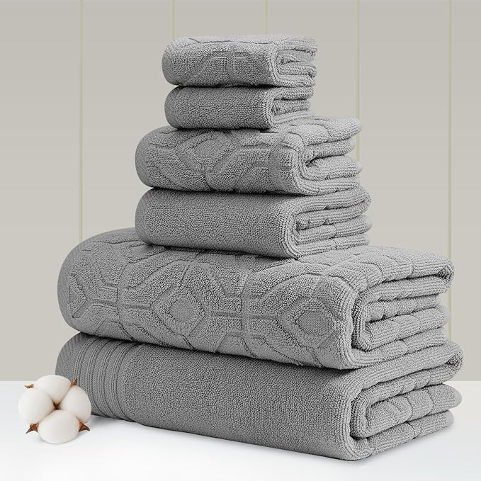 Modern Threads 6 Piece Cotton Bath Towel Set – Ultra Soft 550 GSM Towels – by ModernThreads