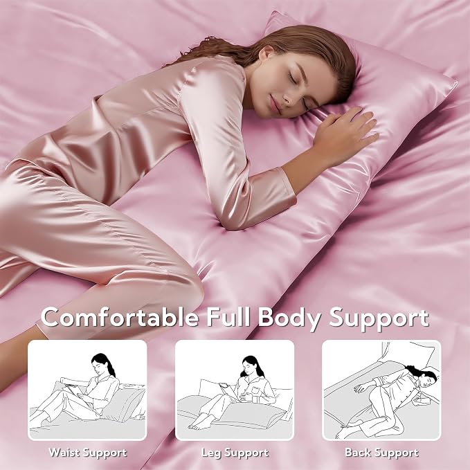 MR&HM Satin Body Pillow Cover, Soft and Breathable Body Pillow Case - Image 5