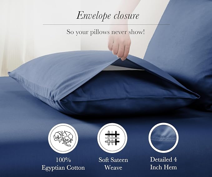 California Design Den King Size Pillow Cases Set of 2-100% Egyptian Cotton - Image 5