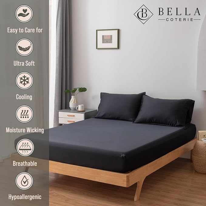 Bella Coterie Luxury Bamboo Viscose Queen Size Fitted Sheet Only | 100% - Image 2