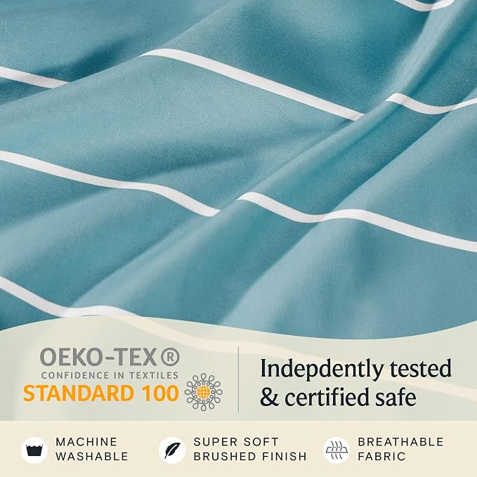 LuxClub 4 PC Cal King Size Sheet Set, Breathable Luxury Bed Sheets, Deep - Image 6