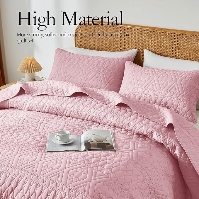 akkialla Full/Queen Quilt Set, Boho Geometric Pattern, Soft All-Season Bedding - Image 4