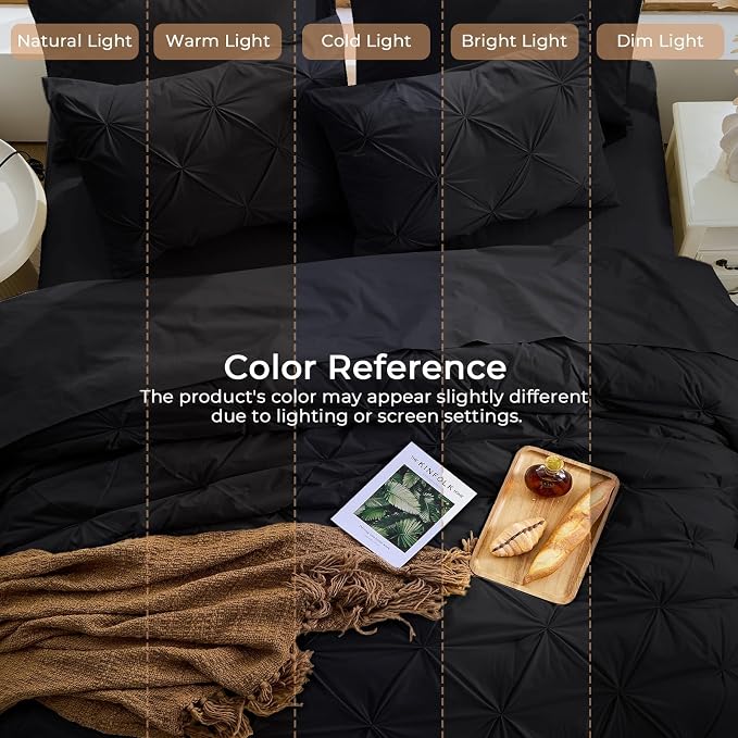 Sasttie King Size Comforter Set, 7-Piece Bed in a Bag, Pintuck Bedding Set - Image 8