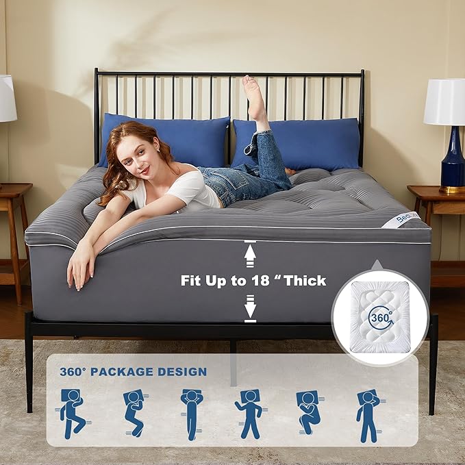 BEDLORE King Mattress Topper, Thick Pillow Top Pad - Image 5
